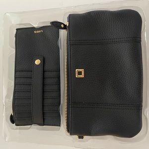 Brand New in Package. Lodis Leather Clutch and Wallet. Black.